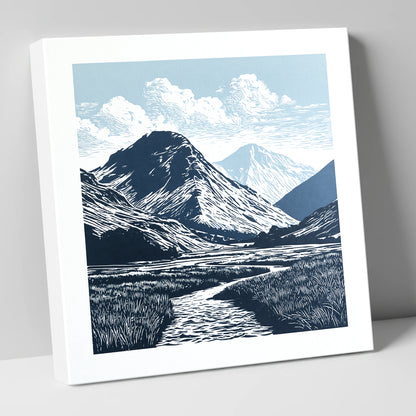 Scafell Pike in Deep Navy lake district fell canvas wall art