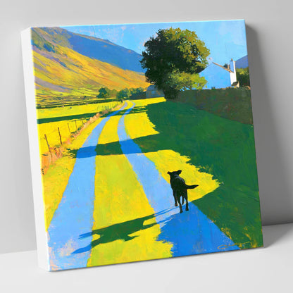 Summer Dog Walk in Wasdale gifts for dog walkers canvas wall art