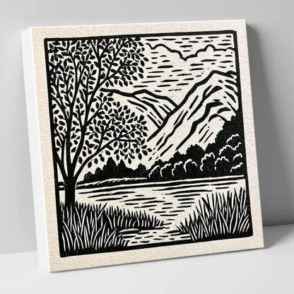 Monochrome Grasmere Water and Fells lake district lake canvas wall art