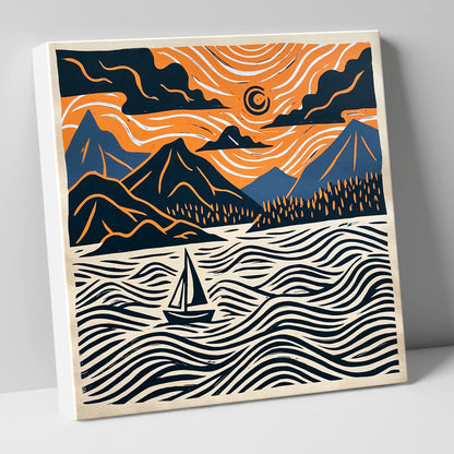 Derwentwater Sailboat Beneath Swirling Skies lake district lake canvas wall art