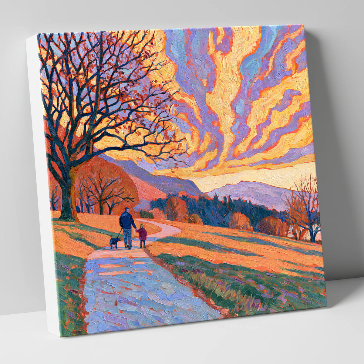 Fiery Sky Dog Walk Keswick gifts for dog walkers canvas wall art