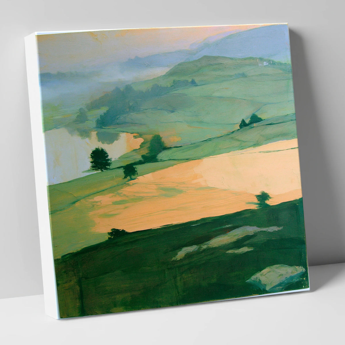 Misty Valley In Apricot Light lake district sky canvas wall art