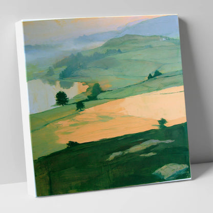 Misty Valley In Apricot Light lake district sky canvas wall art