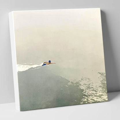 Open Water Swimmer in Morning Mist lake district walking canvas wall art