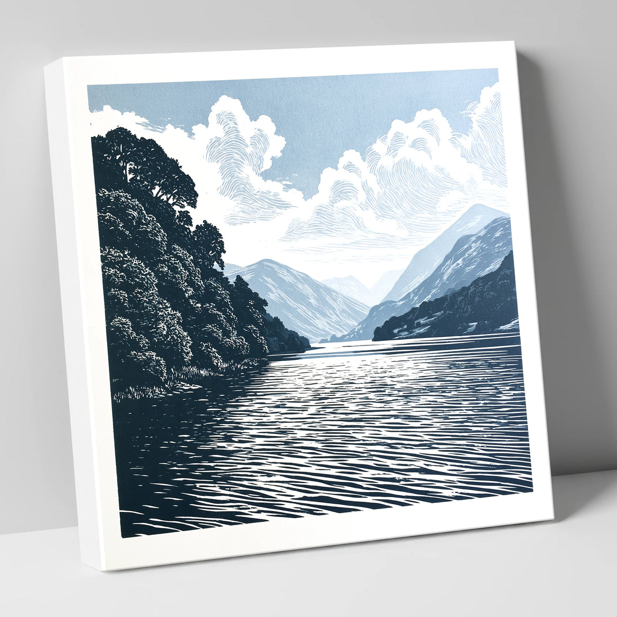Deep Blue Coniston Water Fells lake district lake canvas wall art