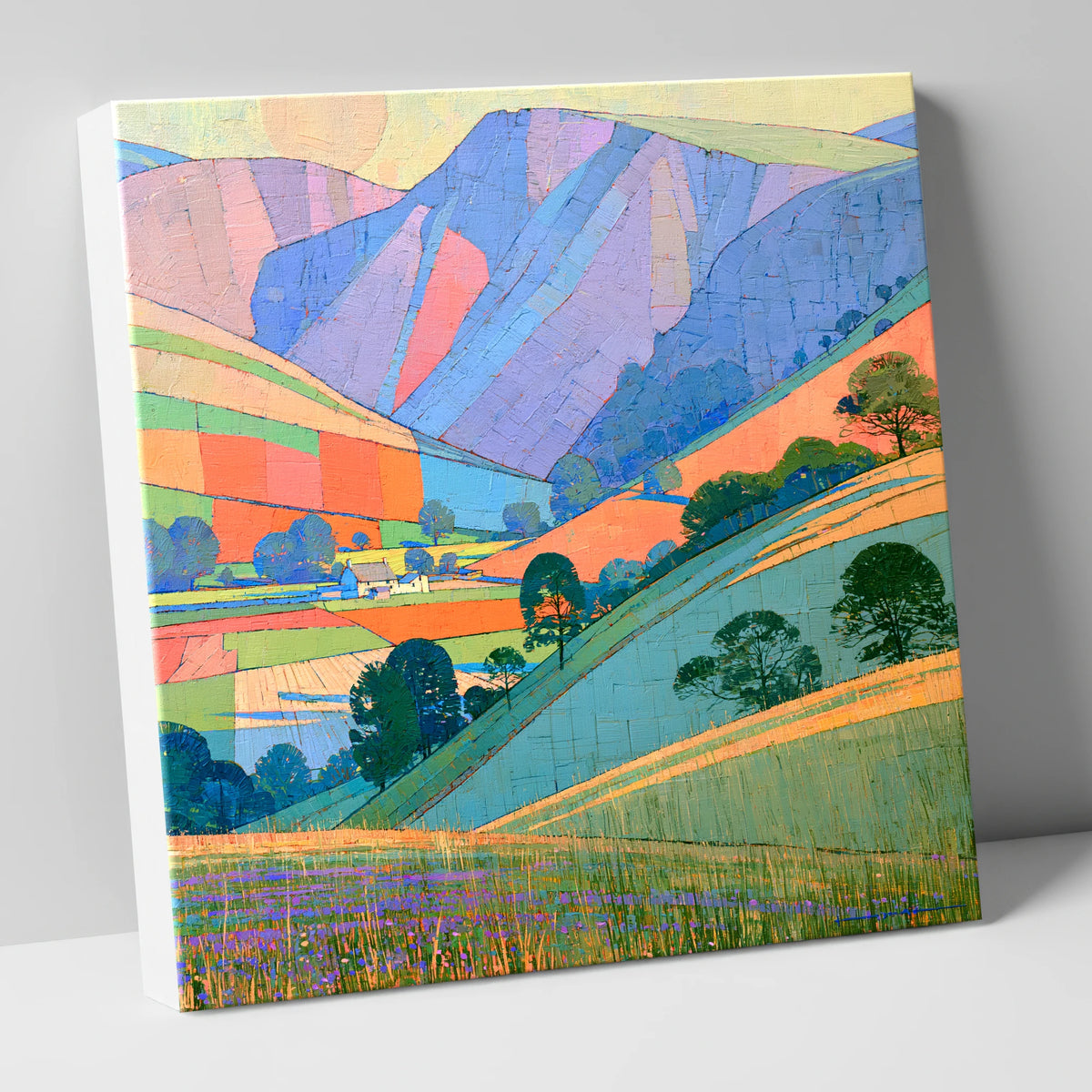 Vibrant Patchwork Fells at Evening lake district sky canvas wall art