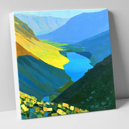 Vibrant Summit View Over Valley Lake lake district fell canvas wall art