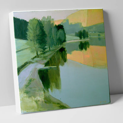 Still Lake in Apricot Dawn lake district lake canvas wall art