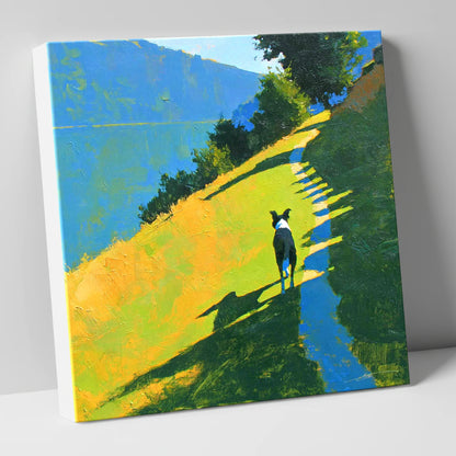 Collie on an Ambleside Path gifts for dog walkers canvas wall art