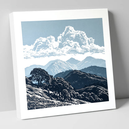 Rolling Fells Beneath Towering Clouds lake district fell canvas wall art