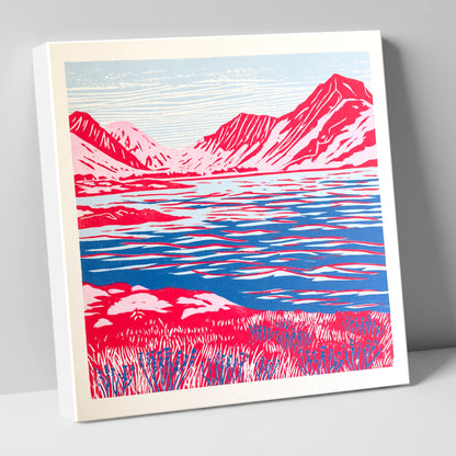 Vivid Red Ennerdale Fells lake district valley canvas wall art