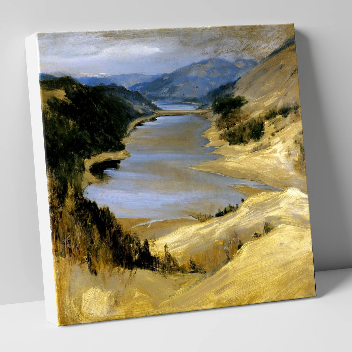 Thirlmere Reservoir in Golden Ochre lake district lake canvas wall art