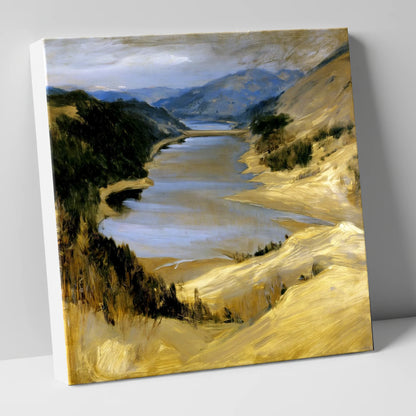Thirlmere Reservoir in Golden Ochre lake district lake canvas wall art