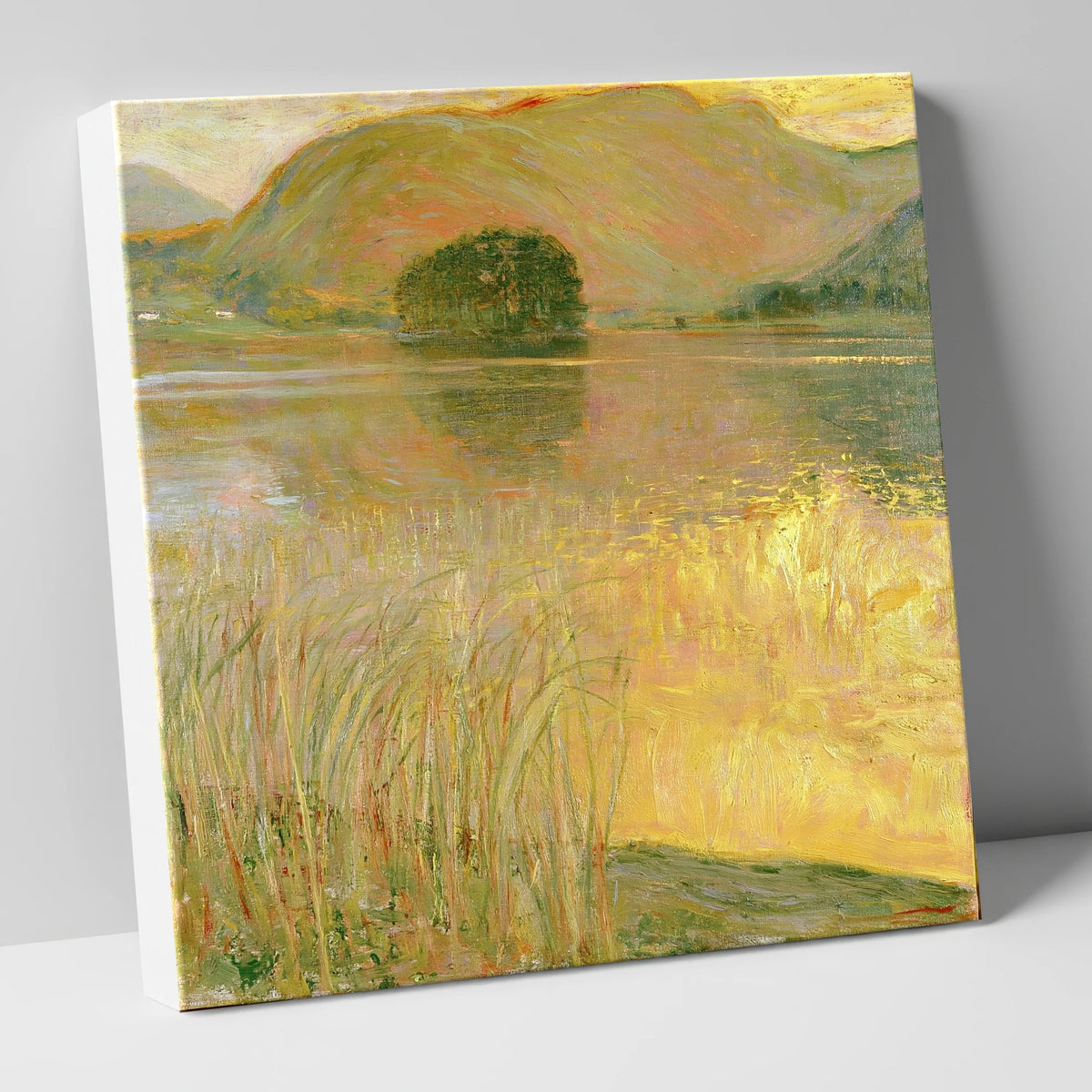 Golden Waters of Grasmere Island lake district lake canvas wall art