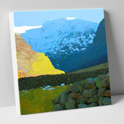 Winter Sunlight Over Seathwaite Fell lake district fell canvas wall art