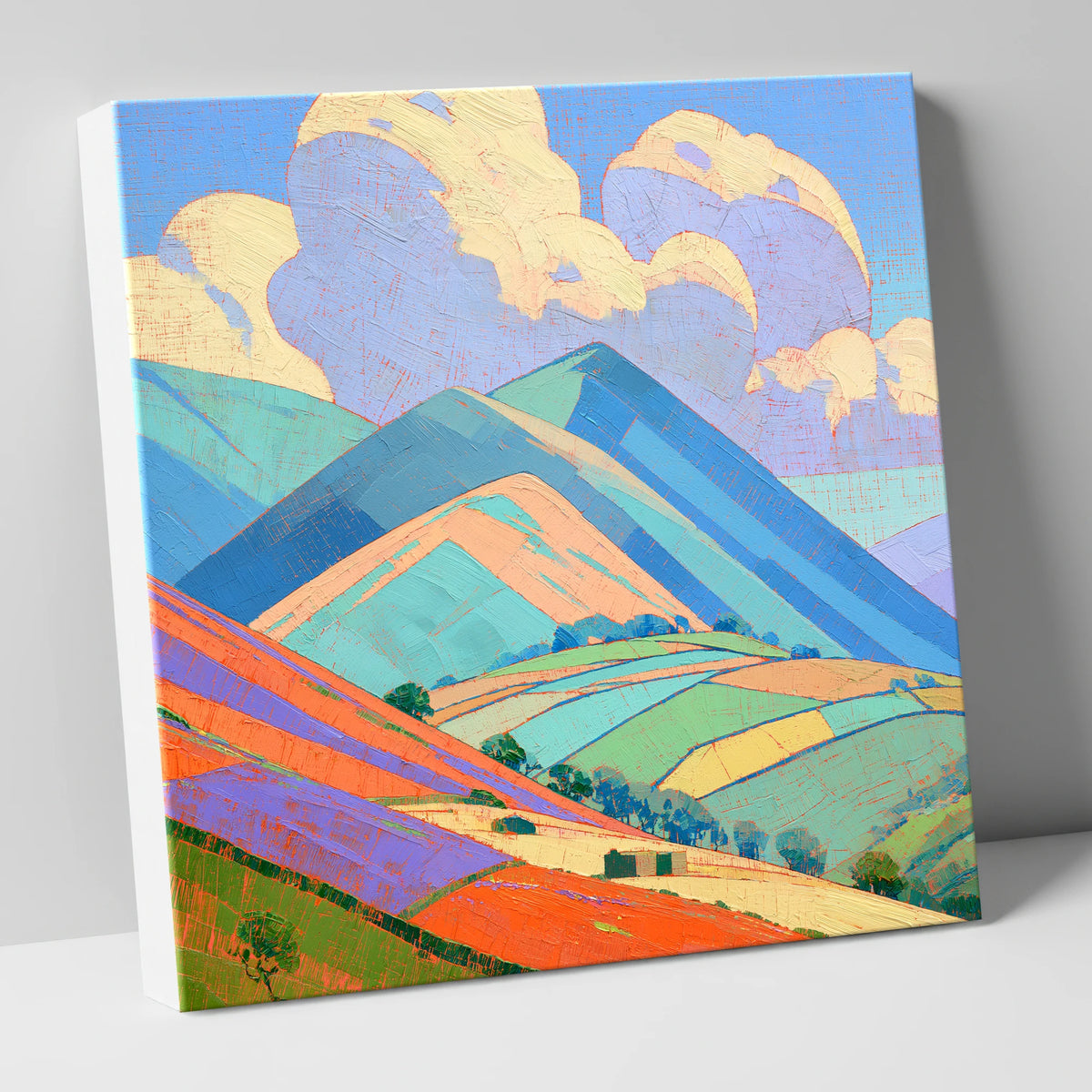Turquoise and Orange Rolling Fells lake district fell canvas wall art