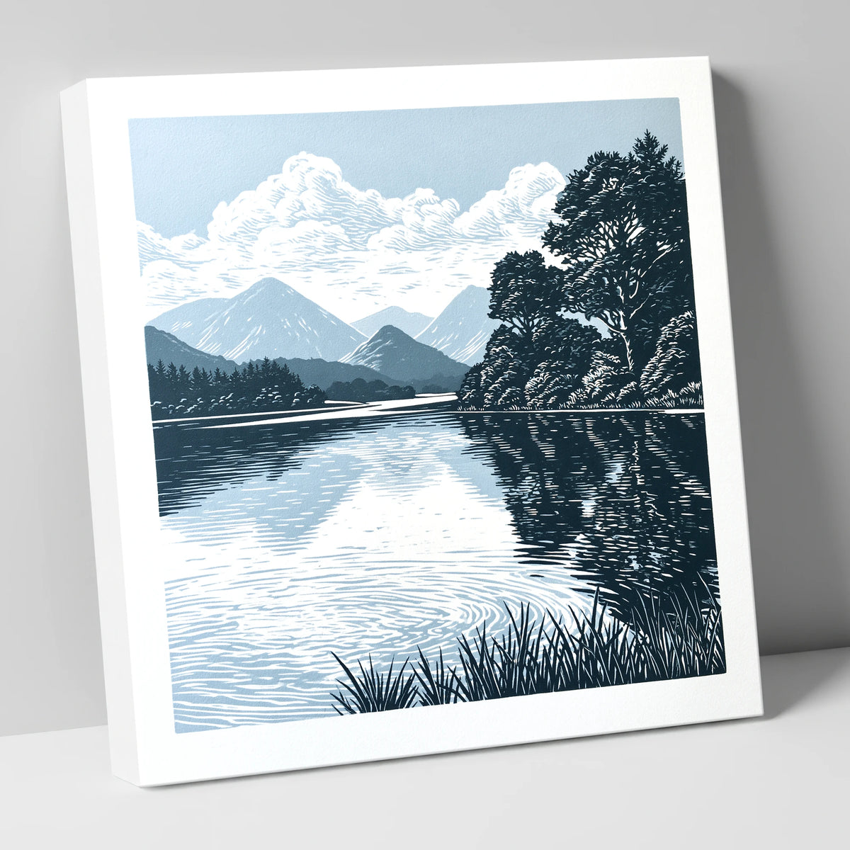 Navy Blue Lake Reflections lake district lake canvas wall art