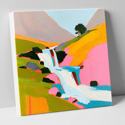 Vibrant Fellside Beck Waterfall lake district waterfall canvas wall art