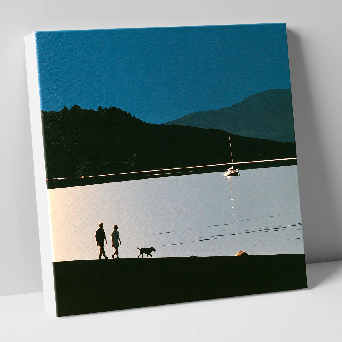 Windermere Dog Walk in Silhouette gifts for dog walkers canvas wall art