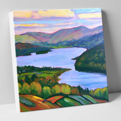 Vibrant Sunset Above Ambleside lake district village canvas wall art