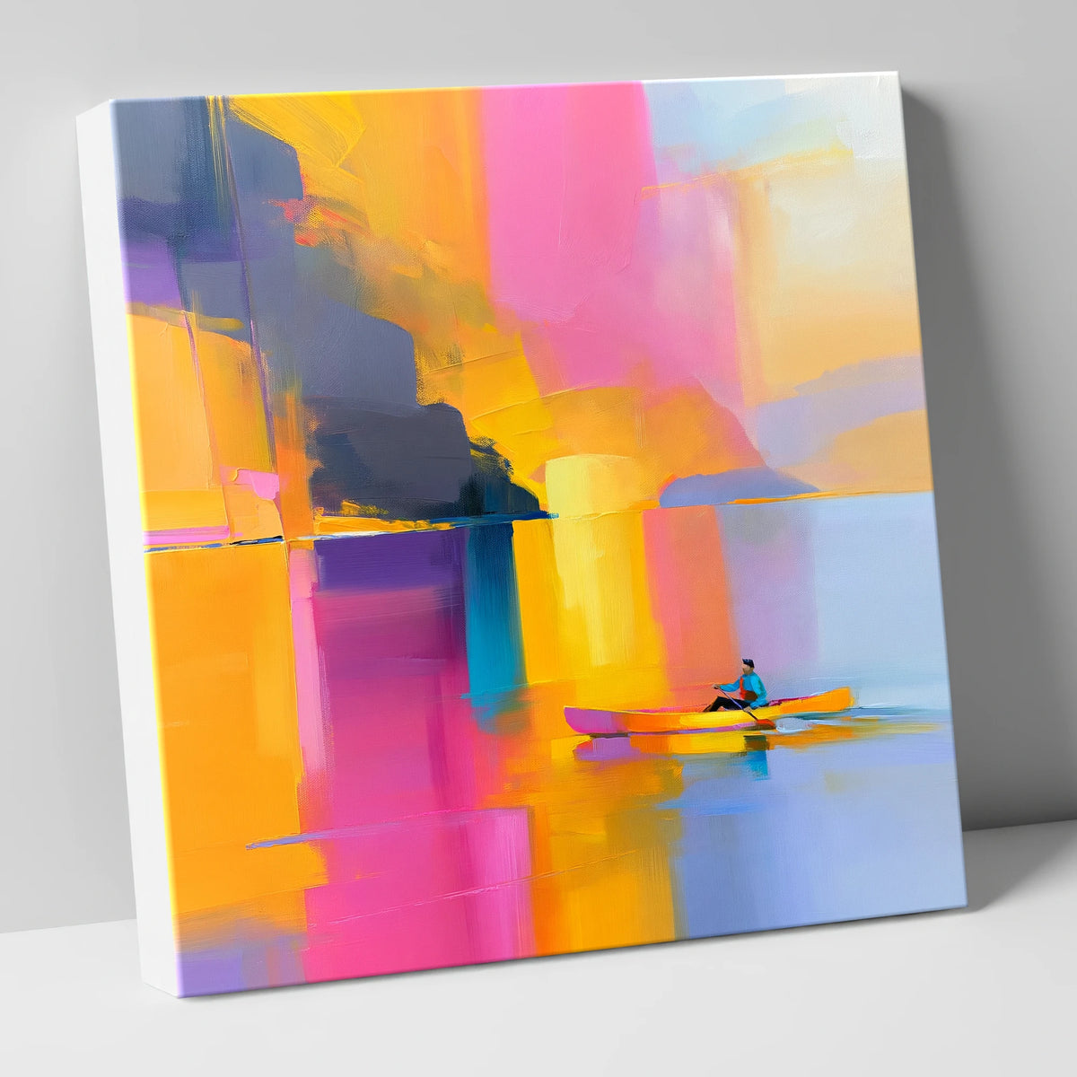 Colourful Kayaking on the Lake lake district walking canvas wall art