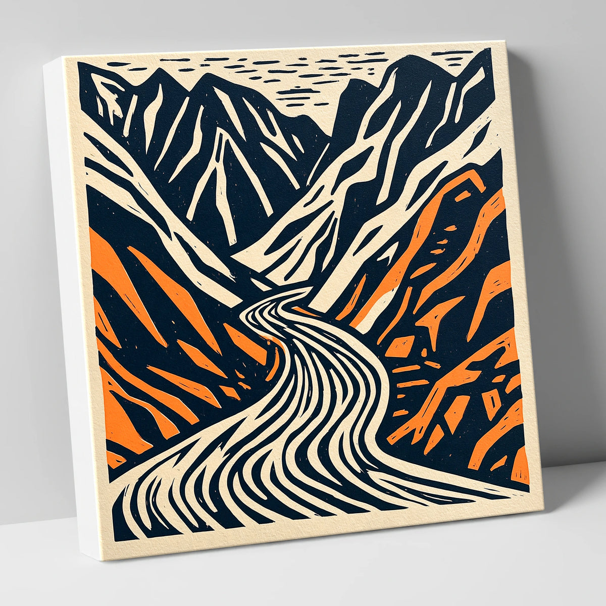 Honister Pass Navy and Terracotta lake district valley canvas wall art