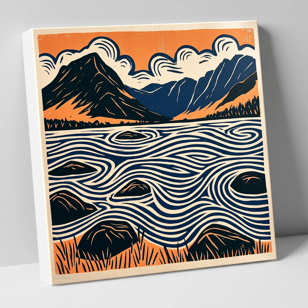Crummock Water with Swirling Waves lake district lake canvas wall art
