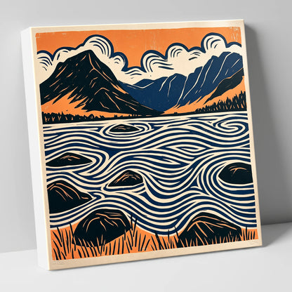 Crummock Water with Swirling Waves lake district lake canvas wall art