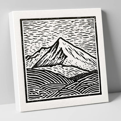 Stark Monochrome Skiddaw Peak lake district fell canvas wall art