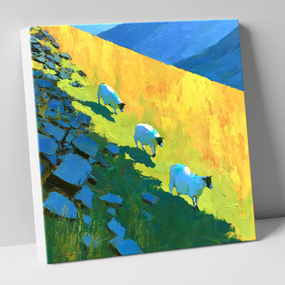 Fellside Sheep in Radiant Mountain Sunlight lake district wildlife canvas wall art