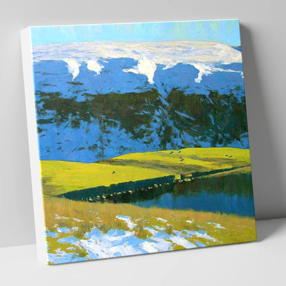 Snowy Ridge on Maiden Moor lake district fell canvas wall art