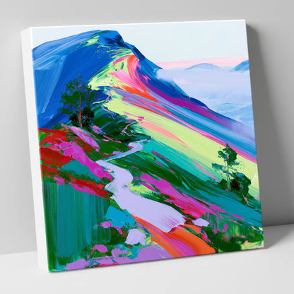 Colourful Mountain Ridge Path lake district fell canvas wall art