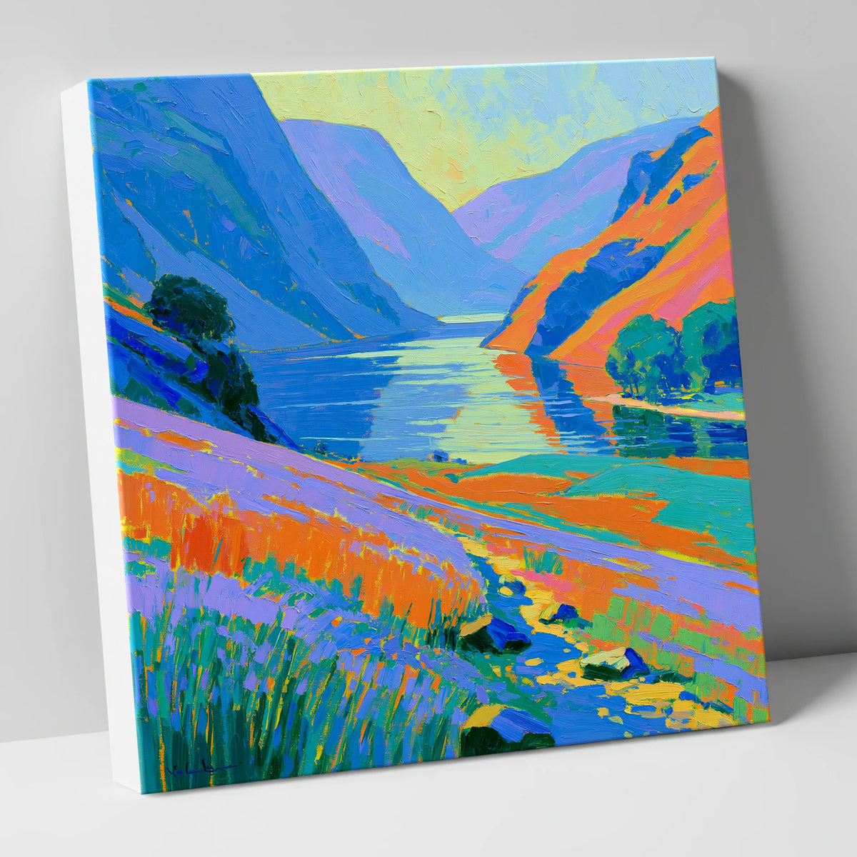 Vibrant Lake and Steep Fells lake district lake canvas wall art