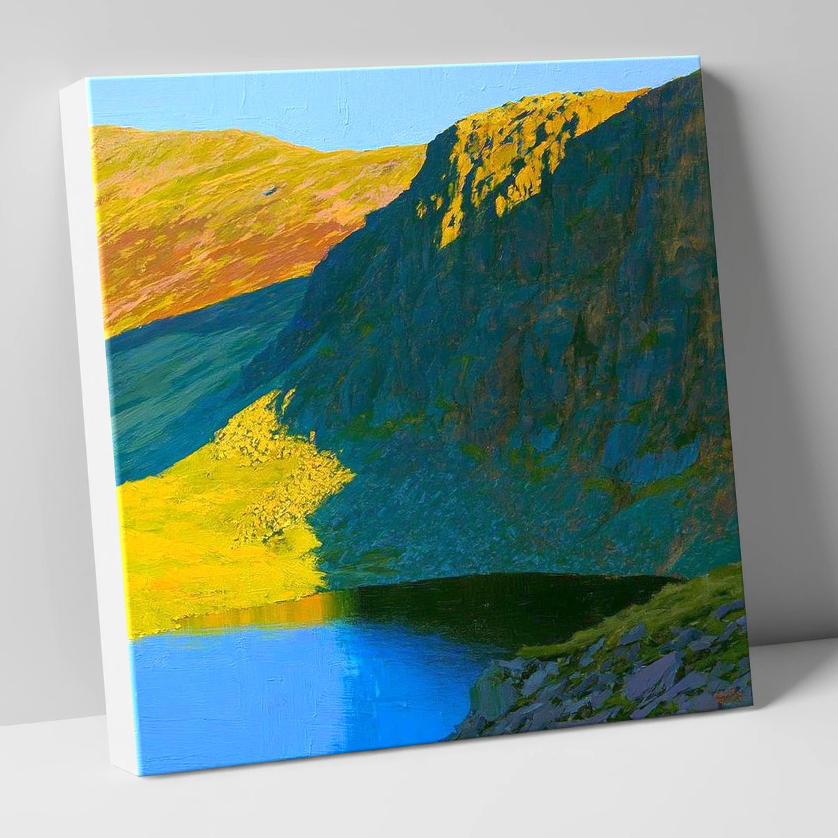 Vibrant Esk Pike and Tarn lake district fell canvas wall art