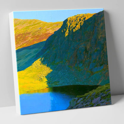 Vibrant Esk Pike and Tarn lake district fell canvas wall art
