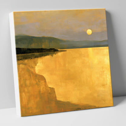Lake Sunset in Luminous Ochre lake district lake canvas wall art