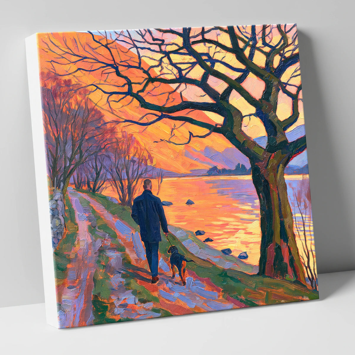 Vibrant Glenridding Sunset Dog Walk gifts for dog walkers canvas wall art
