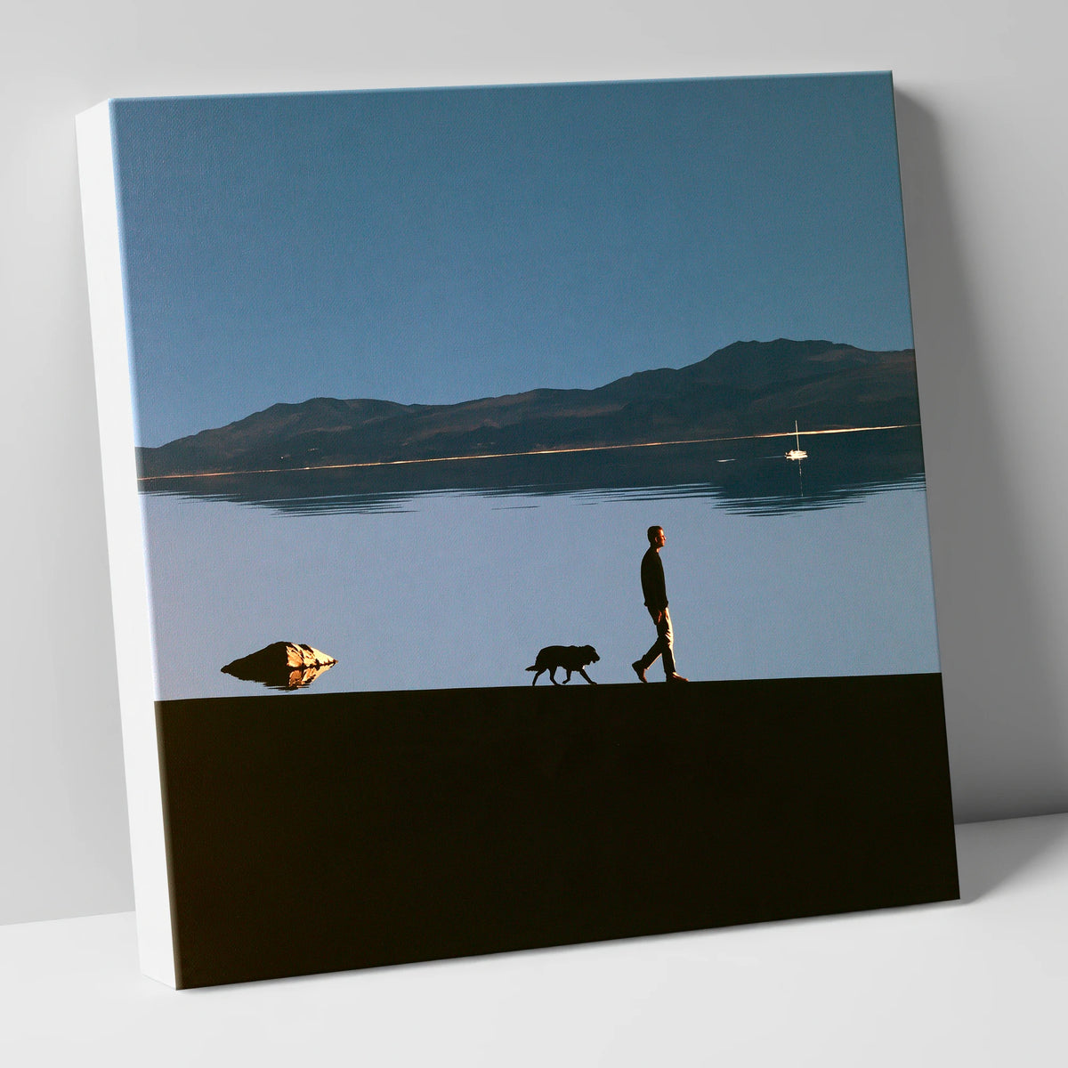 Windermere Dog Walk Silhouette gifts for dog walkers canvas wall art