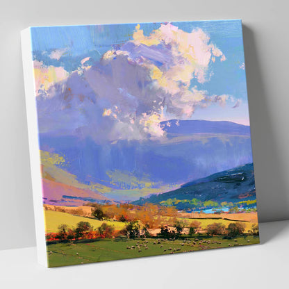 Vibrant Fells Under Dramatic Cloud lake district fell canvas wall art
