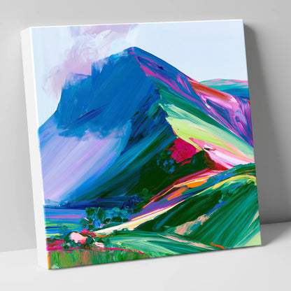 Vibrant Blue Mountain Ridge lake district fell canvas wall art