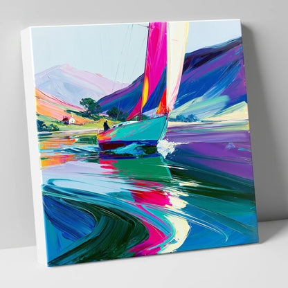 Bright Sails on a Breezy Lake lake district walking canvas wall art