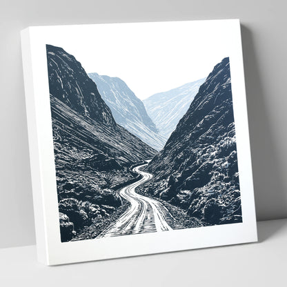 Honister Pass in Bold Navy lake district valley canvas wall art