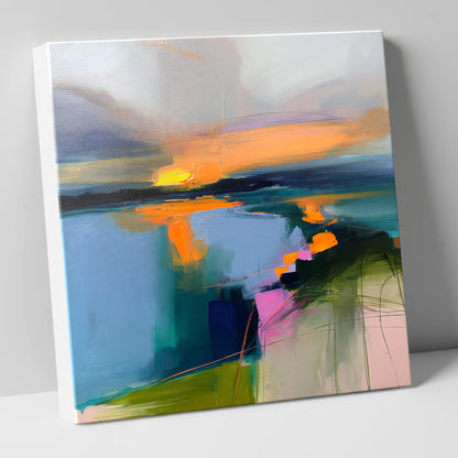 Abstract Sunset Over Lake Water lake district lake canvas wall art