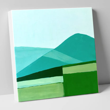 Modern Geometric Blencathra In Teal lake district fell canvas wall art