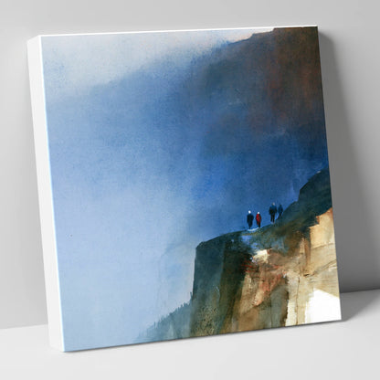 Walkers on a Dramatic Mountain Path lake district walking canvas wall art