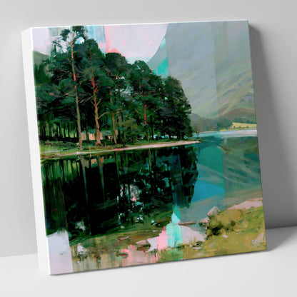 Buttermere Pines in Modern Light lake district lake canvas wall art