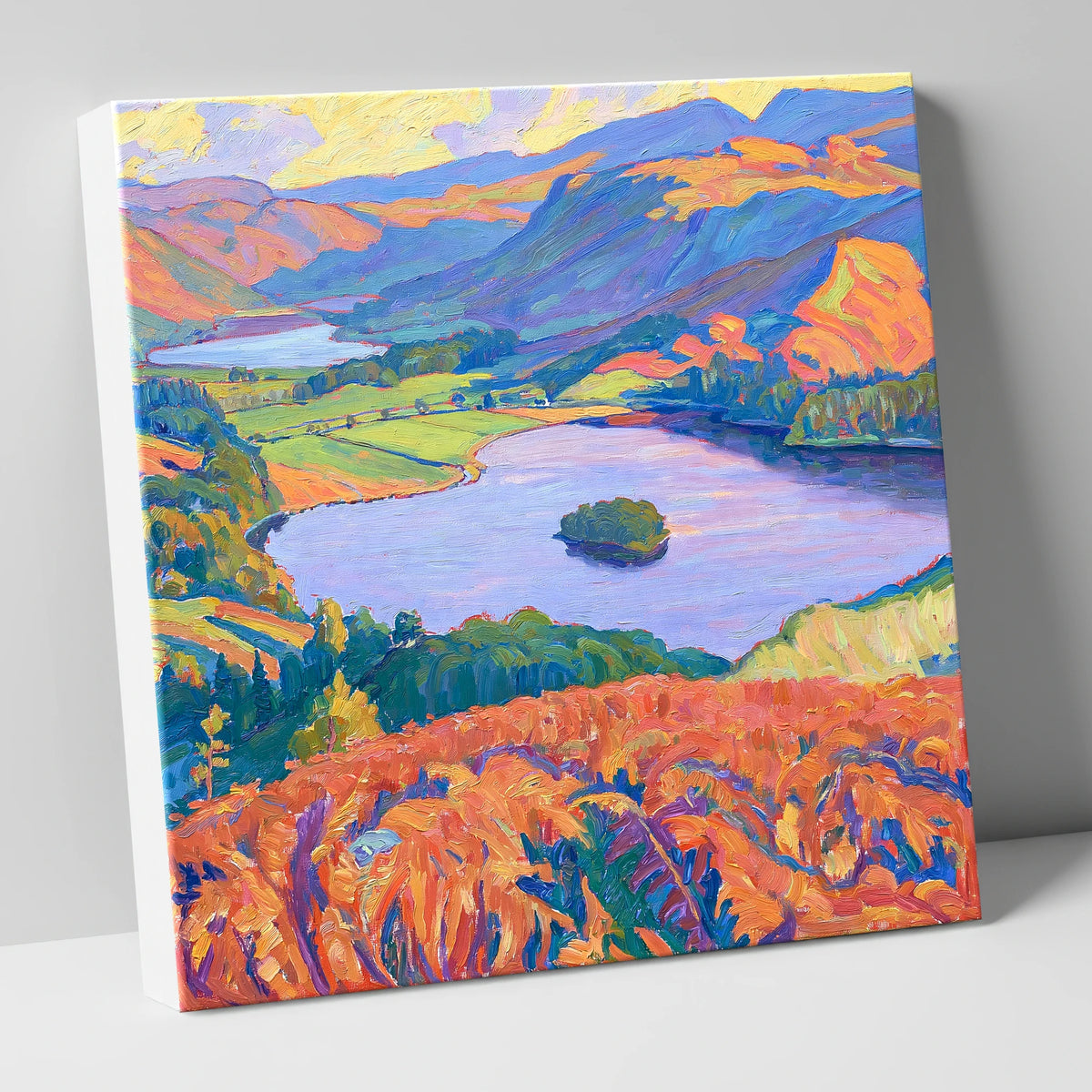 Vibrant Bracken Over Grasmere lake district lake canvas wall art