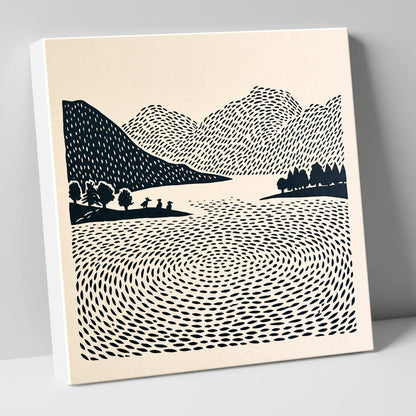 Graphic Grasmere Lake and Fells lake district lake canvas wall art