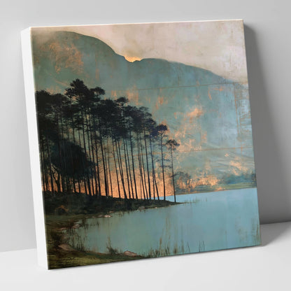 Buttermere Pines in Golden Light lake district lake canvas wall art