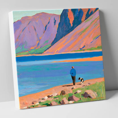 Vibrant Wast Water Dog Walk gifts for dog walkers canvas wall art